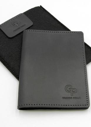 Обложка на паспорт из натуральной кожи grande pelle, черный чехол для загранпаспорта gp  матовий