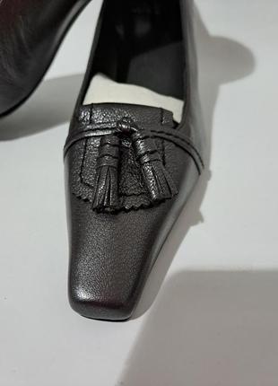 100% кожа фирменые новые винтажные туфли лоферы на каблучке китон хил супер качество8 фото