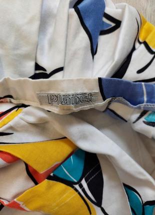 Шикарная винтажная белая юбка миди с накладными карманами в цветочный принт planet(36-38)3 фото