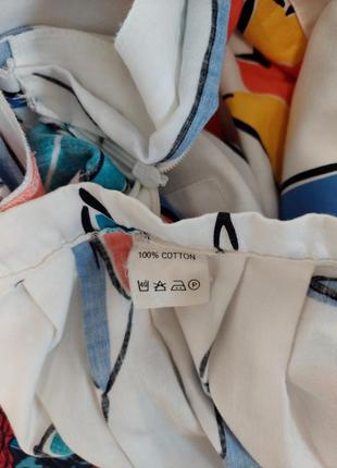Шикарная винтажная белая юбка миди с накладными карманами в цветочный принт planet(36-38)8 фото