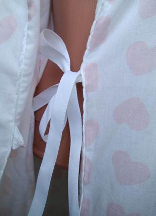 Длинный светлый женский халат в розовые сердечки с рукавами/домашний халат под пояс/батал4 фото