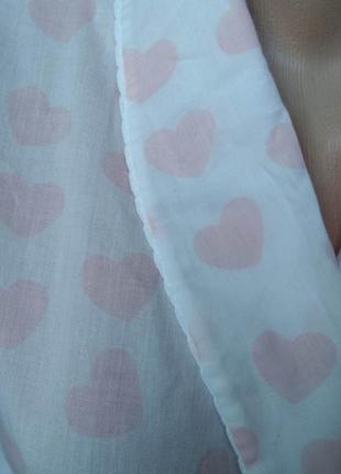 Длинный светлый женский халат в розовые сердечки с рукавами/домашний халат под пояс/батал6 фото