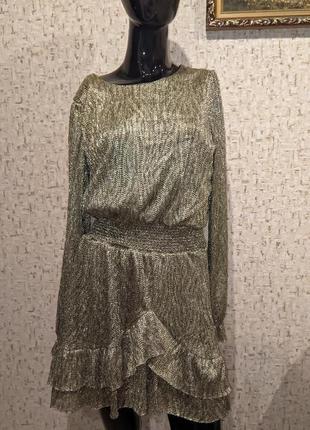 Платье с люрексом плиссе мини