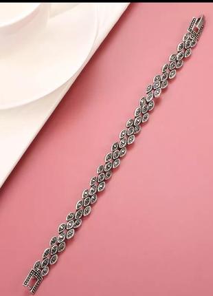 Красивый винтажный набор под серебро браслет 17.5 см и кольцо 17размер винтаж кольцо винтажный браслет винтажное кольцо2 фото
