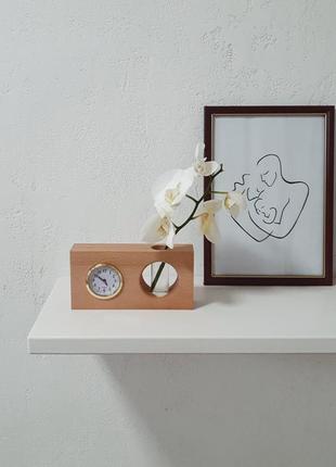 Годинник з дерева, ваза, елемент декору1 фото
