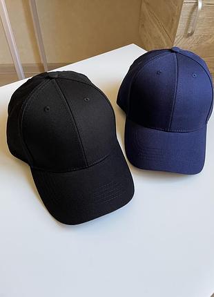Кепка бейсболка однотонная черная синяя мужская женская базовая