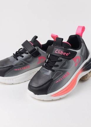 Стильні кросівки для дівчинки чорні з рожевим від clibee