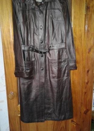 Новый! кожаный плащ р.38/м