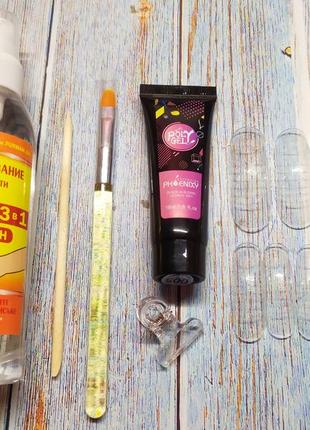 Полигель стартовый набор акригель для наращивания ногтей маникюра зажим формы гель лак...