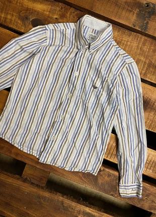 Детская полосатая хлопковая рубашка armani (армани 8 лет 128 см идеал оригинал разноцветная)