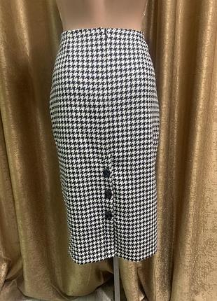 Трендова мідіспідниця next у чорно-білу карту гусяча лапка сезон осінь/весна розмір 8/ s