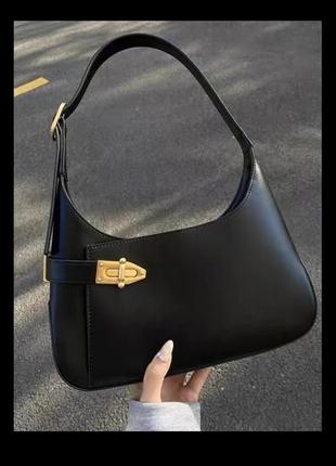 Черная сумка эко кожа стильная