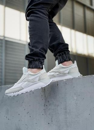 Женские кроссовки reebok classic white grey / smb9 фото