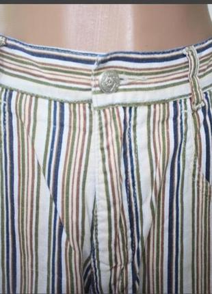 Стильные натуральные (лён+котон) мом-mom штаны-джинсы в полоску3 фото