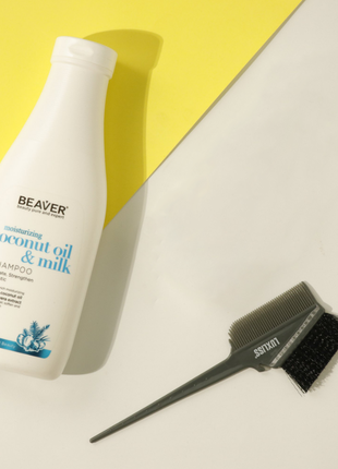 Розгладжувальний шампунь beaver coconut oil &amp; milk shampoo для сухого та неслухняного волосся з кокосом 7301 фото