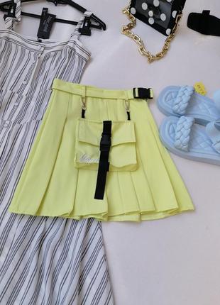 Крута лимонна спідниця пліссе з навісною кишенею кишеня відстібається в стилі теніски японського ані1 фото