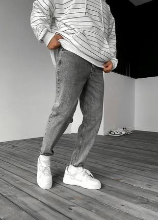 Мужские джинсы серые мом / стильные молодежные джинсы на каждый день