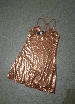 Платье вечернее бронзовое с пайетками1 фото