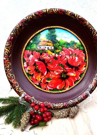 Тарелки ручной росписи пейзажная тарелка ручная работа декоративные тарелки на стену