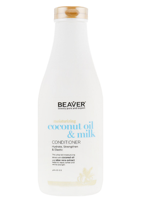 Разглаживающий кондиционер beaver coconut oil & milk conditioner для сухих и непослушных волос 730мл1 фото
