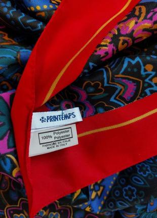 Винтажный итальянский платок в сине-красный принт 📍полиэстр printemps (79см на 79 см)3 фото