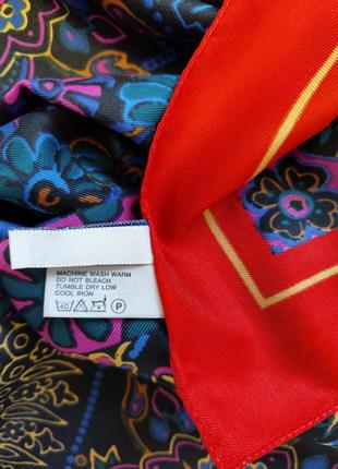 Винтажный итальянский платок в сине-красный принт 📍полиэстр printemps (79см на 79 см)4 фото