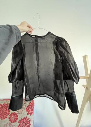 Прозрачная черная блузка рубашка/ блуза