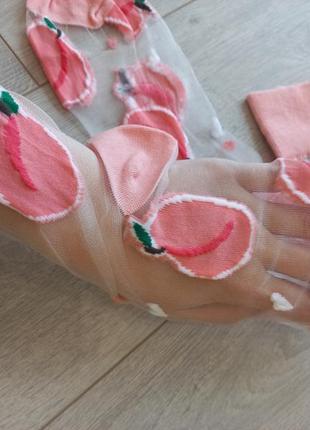 Носки женские с оригинальным принтом "персики" новые6 фото