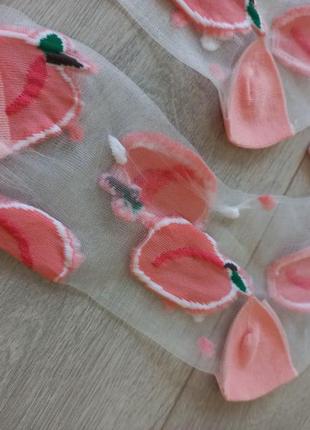 Носки женские с оригинальным принтом "персики" новые7 фото