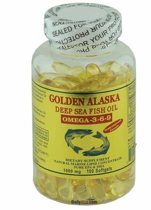 Риб'ячий жир, омега 3-6-9, golden alaska deep sea fish oil, 1000 мкг, 100 капсул2 фото