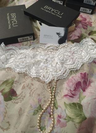 Мереживні трусики з перлинами bracli classic червоний колір