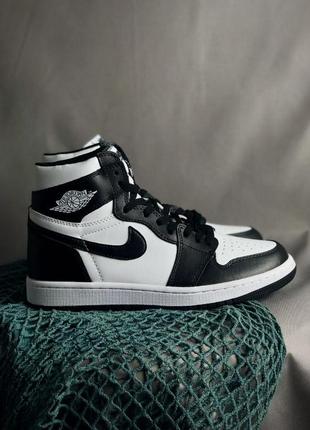 Кроссовки кожаные, хайтопы nike air jordan black/white