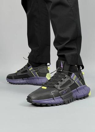 Мужские кроссовки reebok zig kinetica fit black purple / smb2 фото