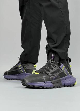 Мужские кроссовки reebok zig kinetica fit black purple / smb3 фото