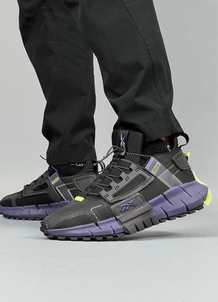 Мужские кроссовки reebok zig kinetica fit black purple / smb6 фото