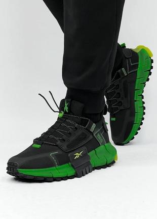 Мужские кроссовки reebok zig kinetica fit black green / smb