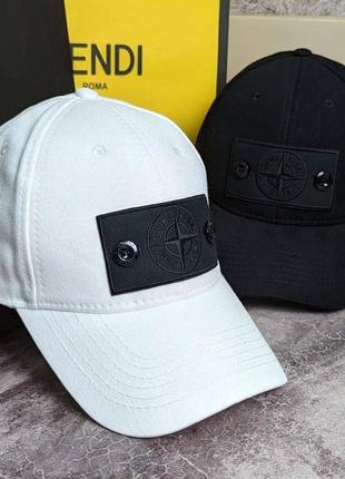 Кепка stone island черная / белая бейсболка женская / мужская