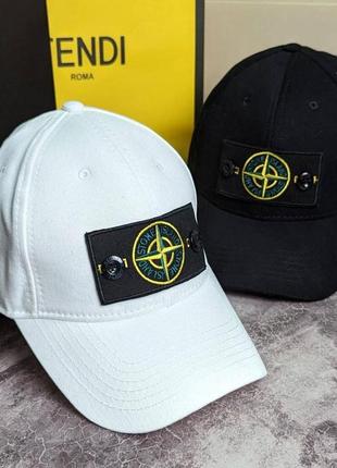 Кепка stone island черная / белая бейсболка с патчем женская / мужская