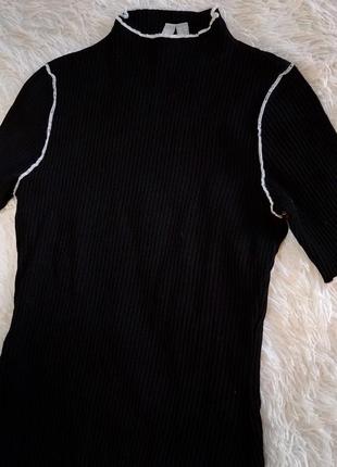 Стильное чёрное платье asos в рубчик с белыми вставками6 фото