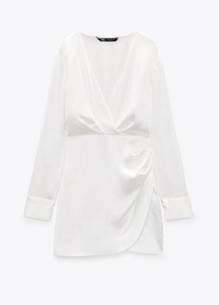 Атласна сукня на запах zara