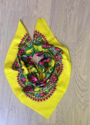 Яркий платок с люрексом в украинском стиле времен срср/ винтаж/ этно стиль2 фото