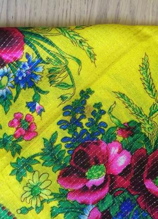 Яркий платок с люрексом в украинском стиле времен срср/ винтаж/ этно стиль6 фото