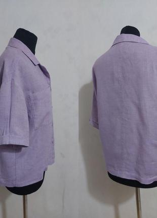 Укороченая льняная рубашка оверсайз с коротким рукавом pure linen    s. oliver6 фото
