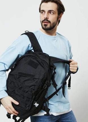 Рюкзак тактический на 40л штурмовой туристический с системой molle черный большой3 фото