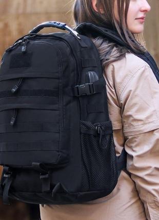 Рюкзак тактический на 40л штурмовой туристический с системой molle черный большой2 фото