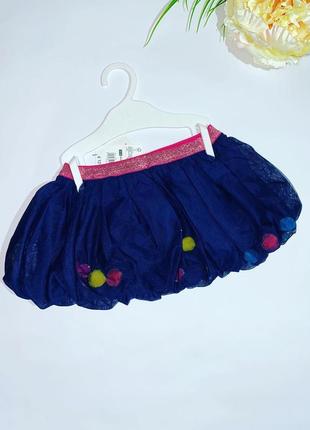 Нарядная фатиновая юбочка синего цвета60 размер: 80 (12-18мес)
