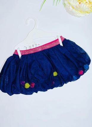 Нарядная фатиновая юбочка синего цвета60 размер: 80 (12-18мес)3 фото