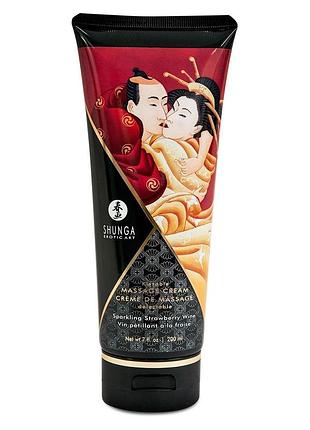 Съедобный массажный крем shunga kissable massage cream - sparkling strawberry wine (200 мл)
