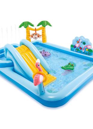 Дитячий надувний ігровий центр із гіркою 57161 "джунглі" надувний водний басейн комплекс із гіркою