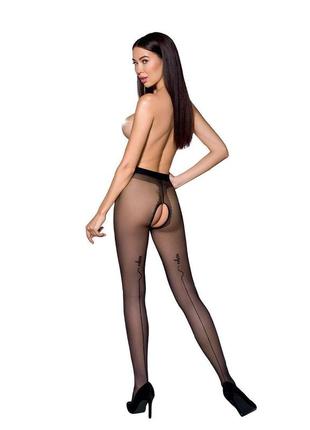 Колготки с открытым доступом passion tiopen 010 black 5 (20 den), контрастная линия